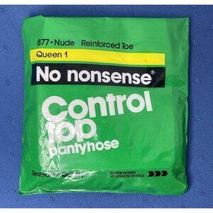No Nonsense Control Top Pantyhose Tan Size Queen  877 Reinforced Toe NEW